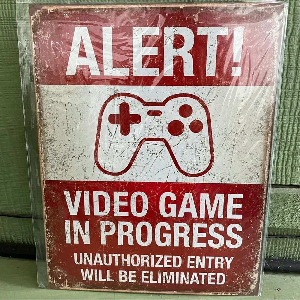 NEW Alert Video Game In Process Metal Sign